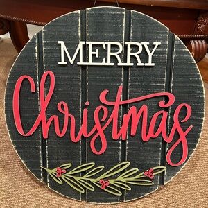 Festive Merry Christmas Wall Sign - NEW